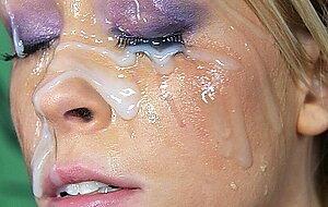 Blonde slut Brittany Angel pisses off her parents by doing a bukkake with BBC